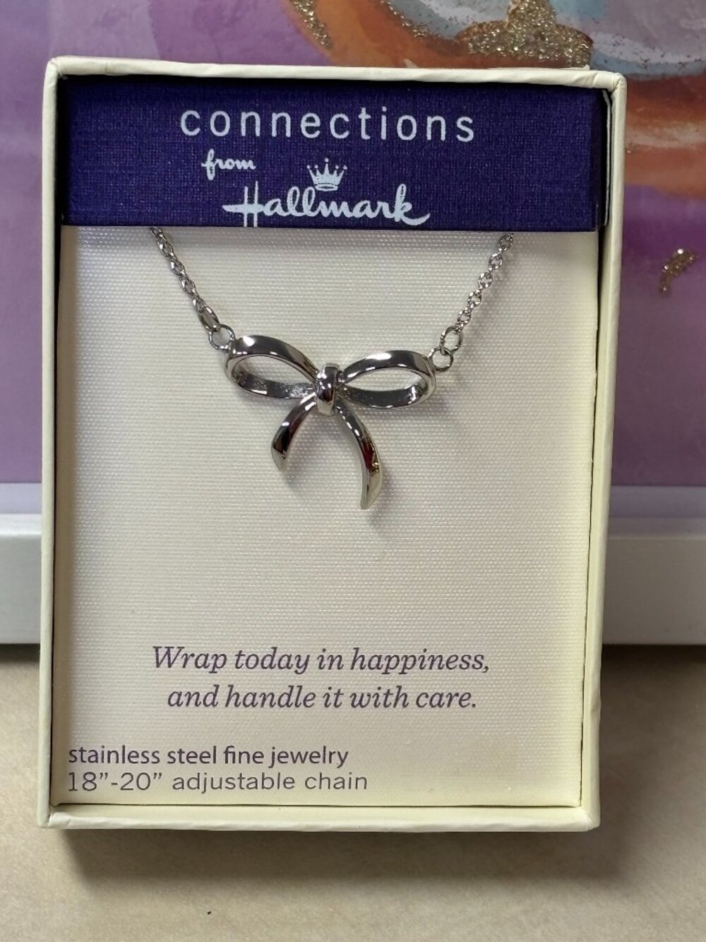 Hallmark Bow Silver Necklace NIB